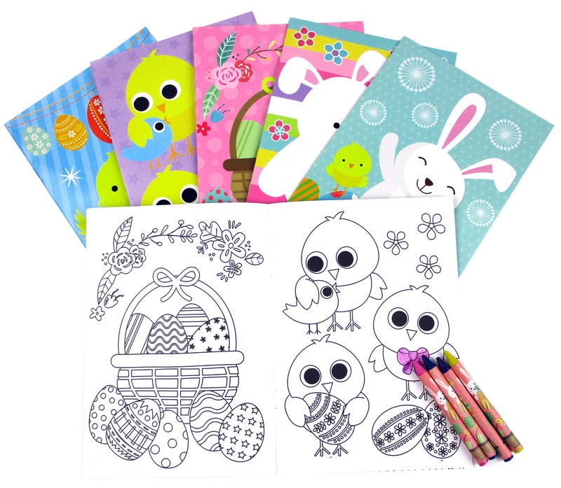 TINYMILLS Easter Coloring Books with Party Favors with 12 Books and 48 Crayons,Easter Prizes, Favor Bag Easter Basket Filler - Image 2